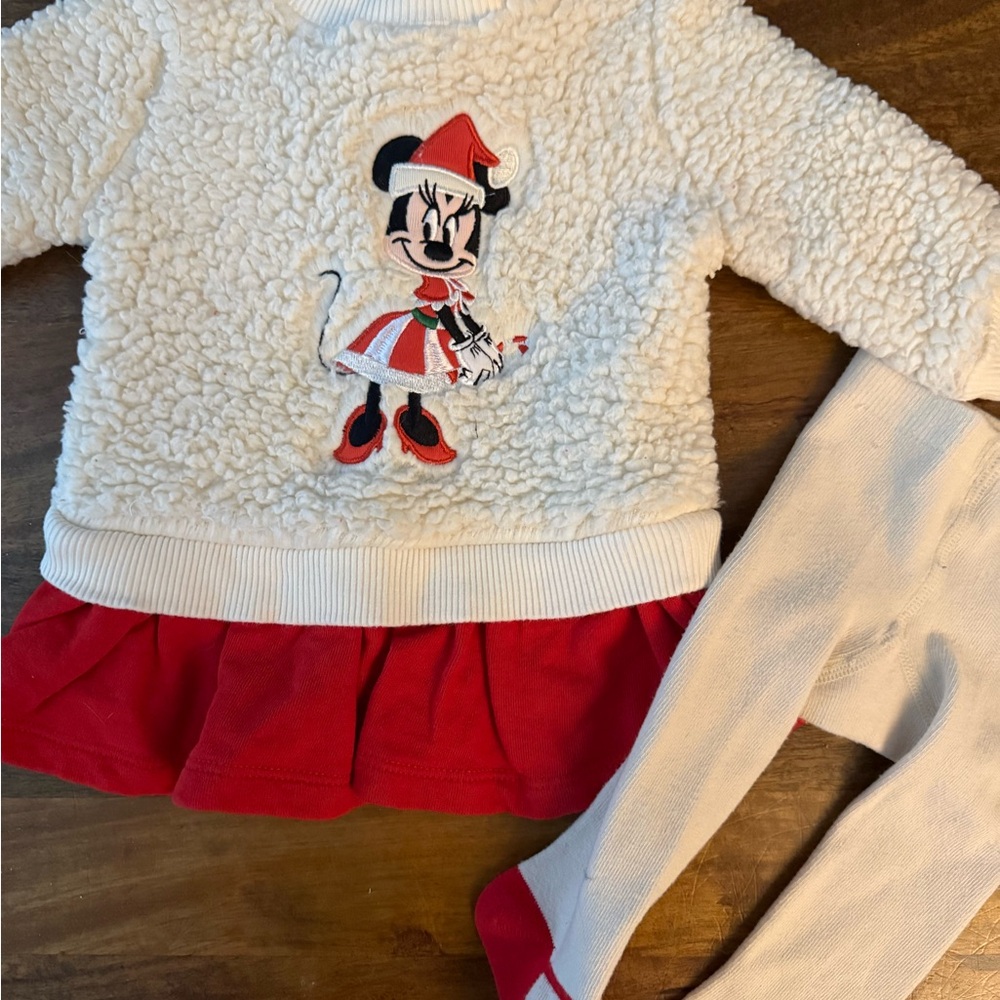 Disney Minnie Christmas Baby Cream Fleece with Red Accents
